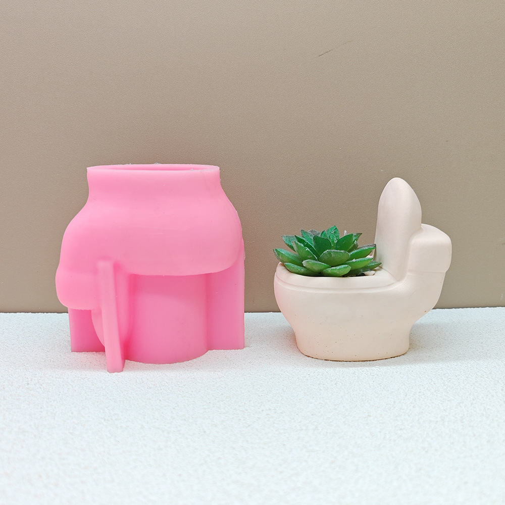 diy silicone molds for creative toilet flowerpots, scented candles, gypsum epoxy resin, cement toilets, and succulent flowerpots pic 4