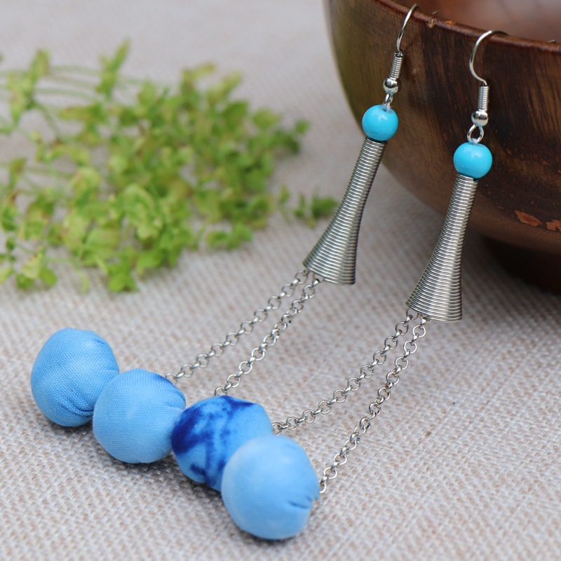 民族特色布艺扎染耳环时尚民族风女大理丽江舞台舞蹈饰品配饰批发详情16