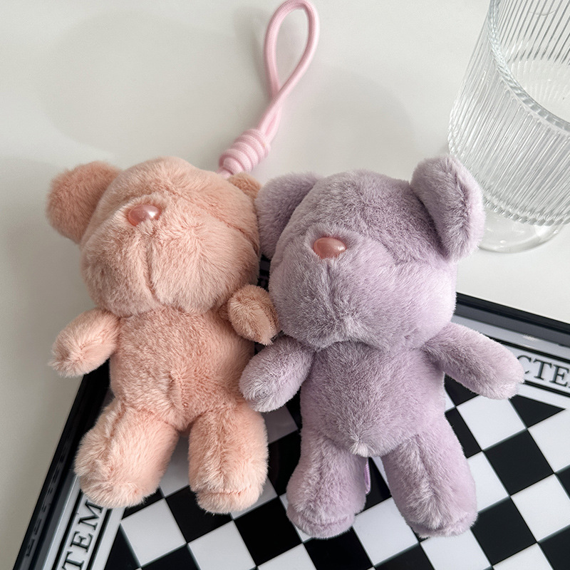 Cute candy-colored eyeless bear figurines, keychains, small pendants, backpack decorations, plush toys, claw machines, dolls pic 4