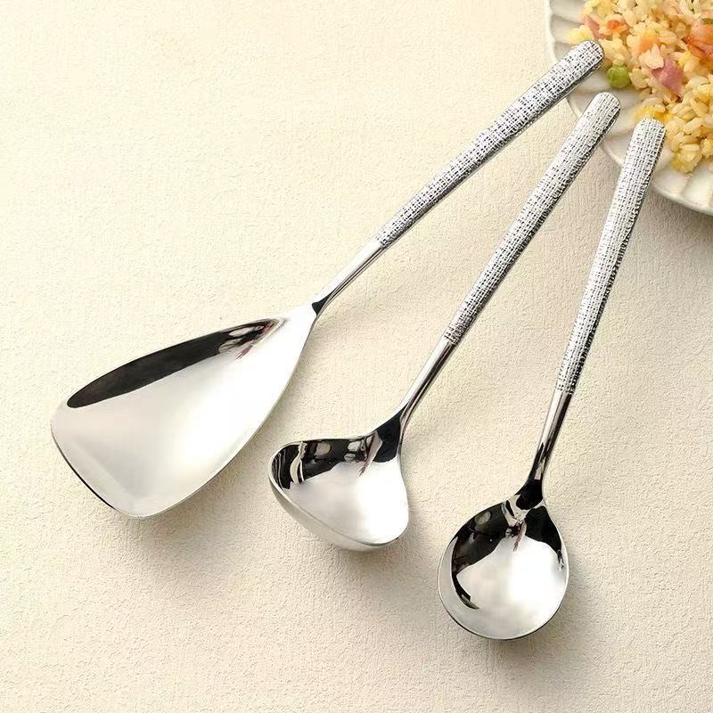 高颜值岩石纹长柄分餐勺家用不锈钢网红勺子酒店餐厅分菜盛饭公勺详情1