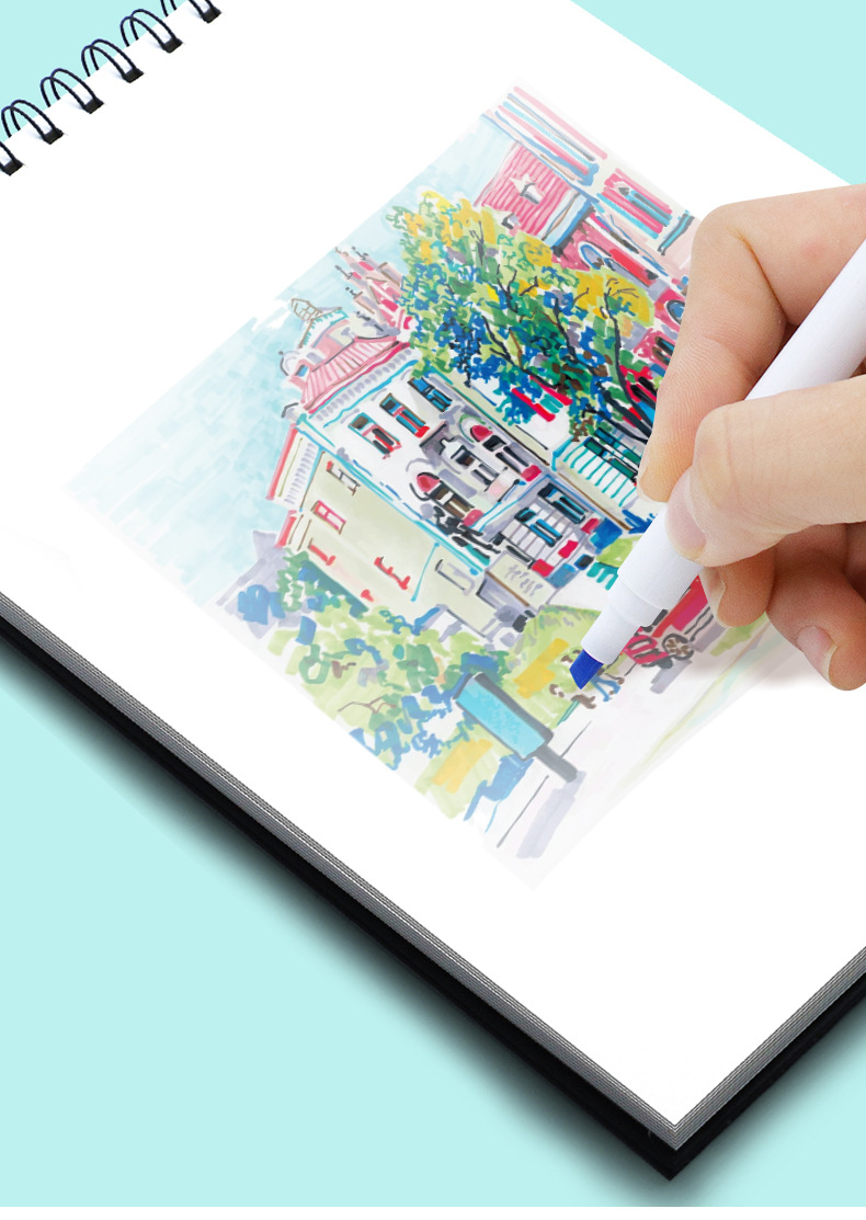 Yalong Cross-border 12-color alcohol ink marker pen double-brush nib bucket marker pen is used for drawing and marking pic 5