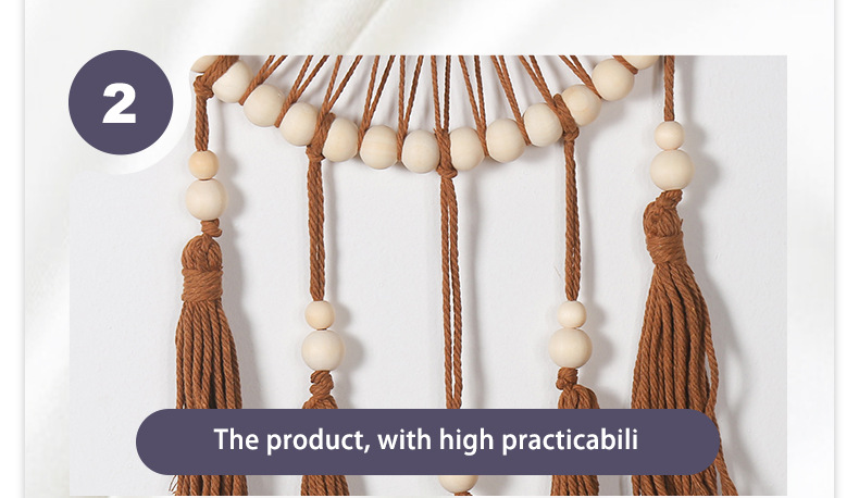 波西米亚风格木珠棉绳流苏镜子小挂饰挂件家居墙壁装饰工艺品镜子详情9