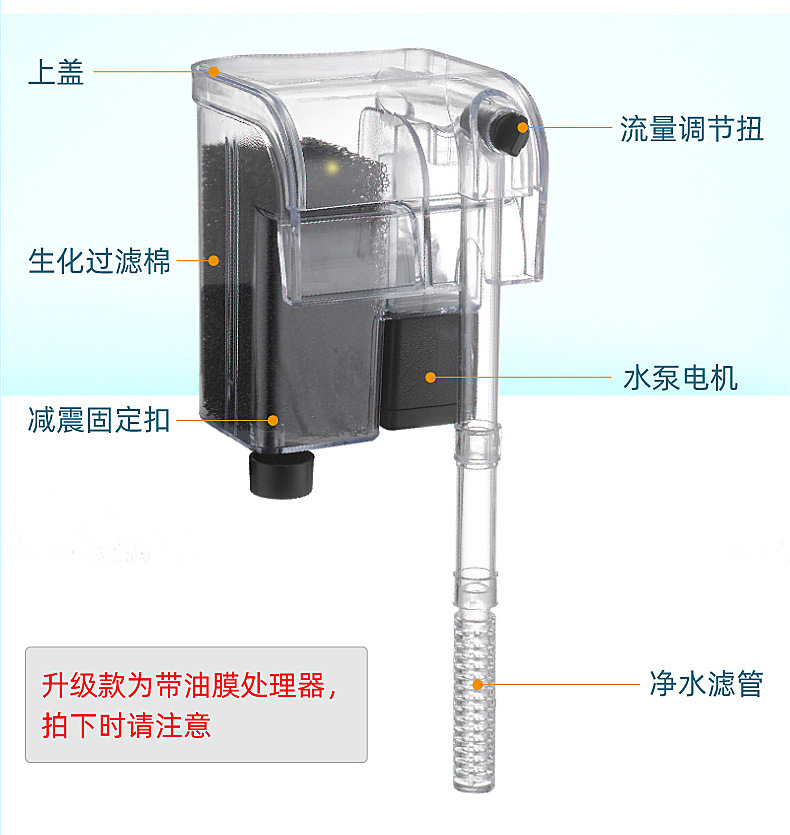 鱼缸过滤器 厂家直供 瀑布式过滤清洁增氧泵水族箱壁挂式静音外挂详情13