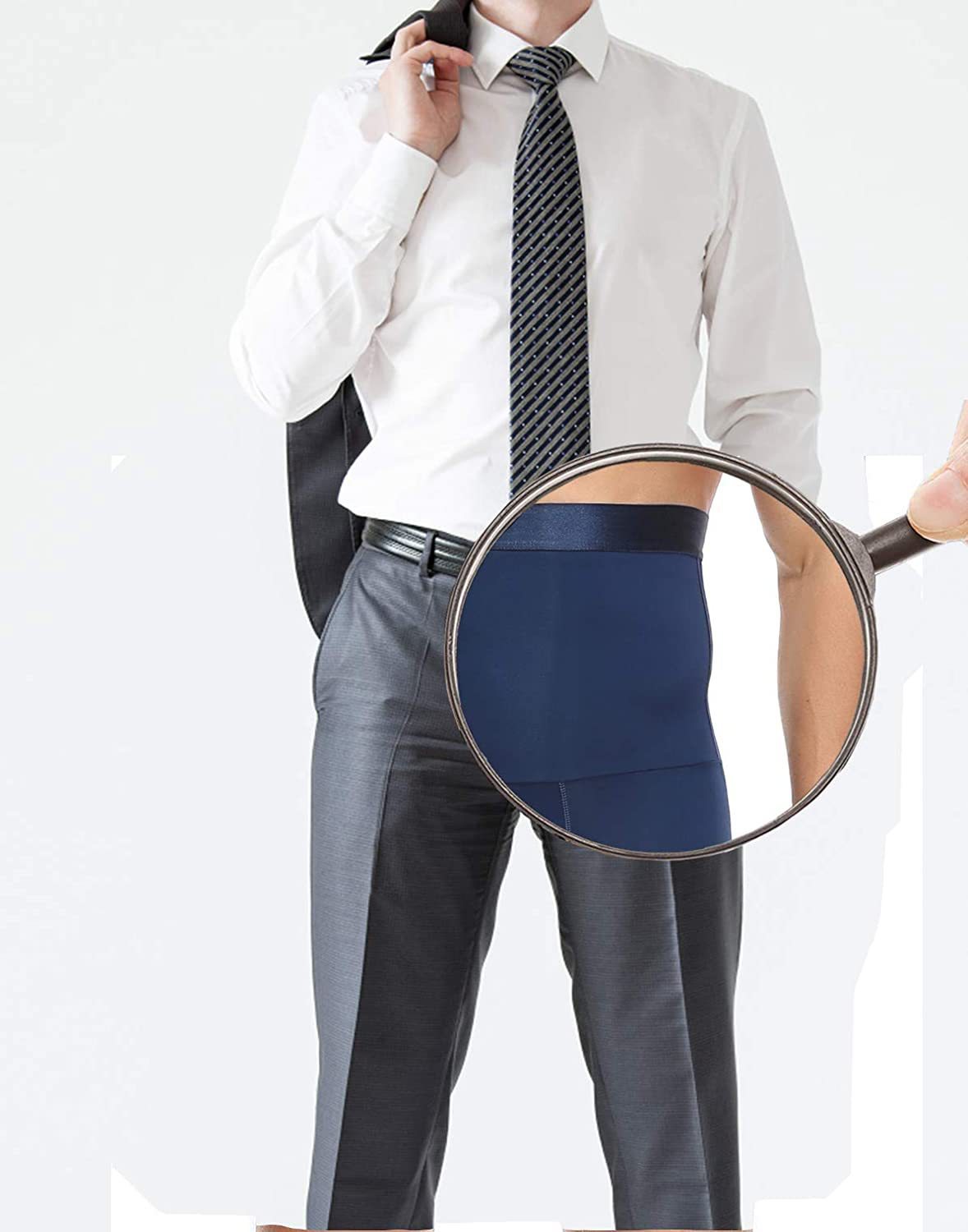 跨境欧美新款热销男士收腹束身提臀高腰运动五分点胶双层束腰裤详情16