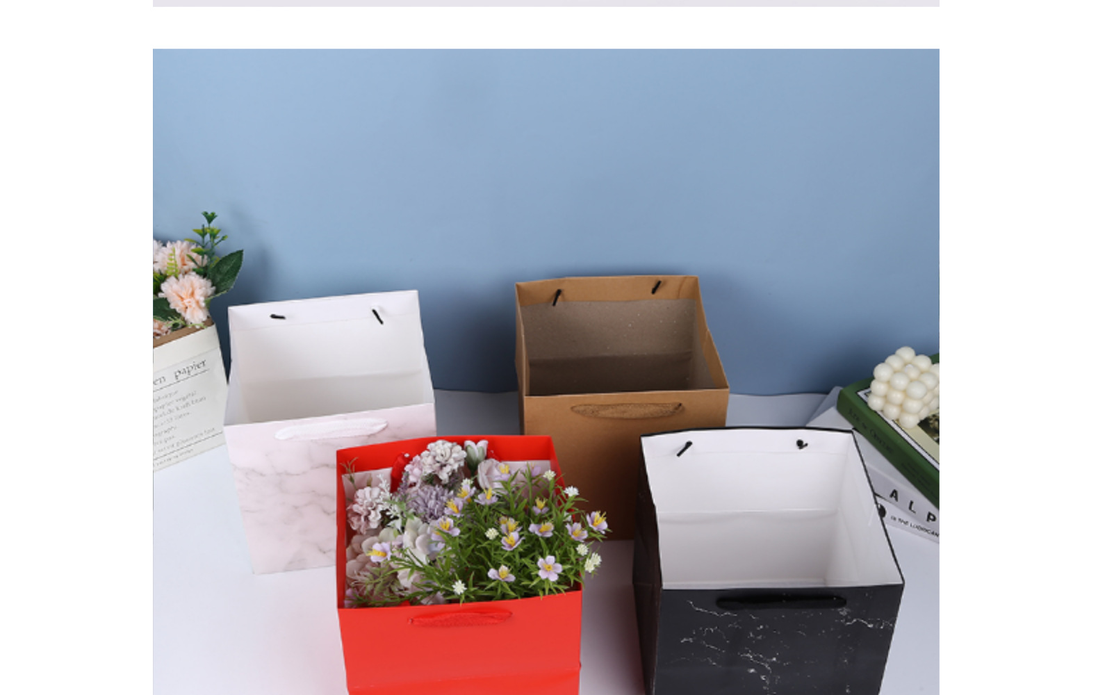 新款方形纯色牛皮纸 白卡系列方袋蛋糕礼品袋惊喜礼物鲜花袋批发详情20