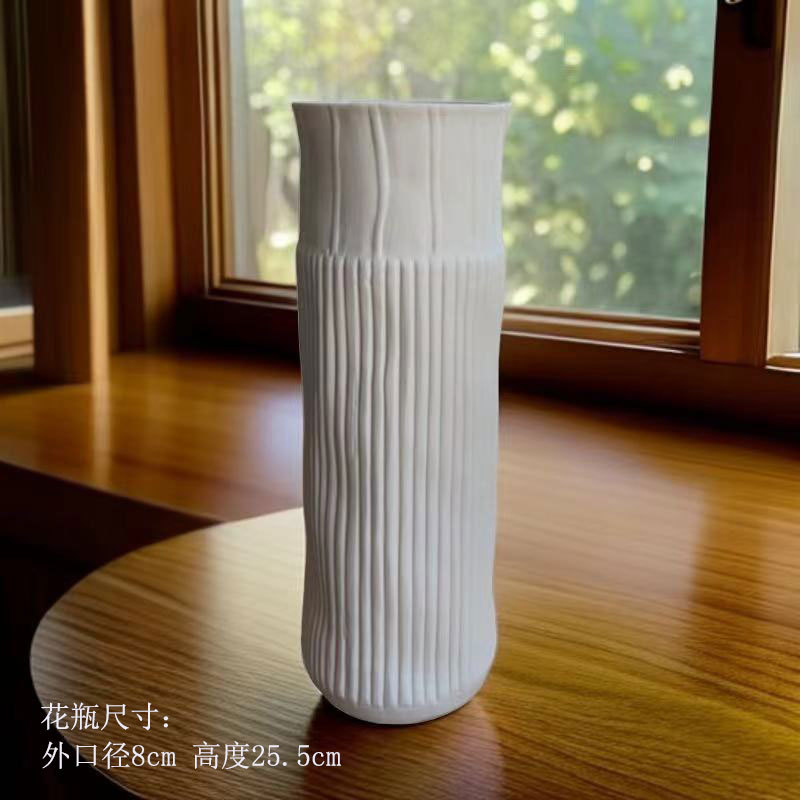 2025 nordic wind jarrón de cerámica blanca hogar moderno y simple escritorio decorativo pieza de montaje hidroponía flores flores secas contenedor pic 10