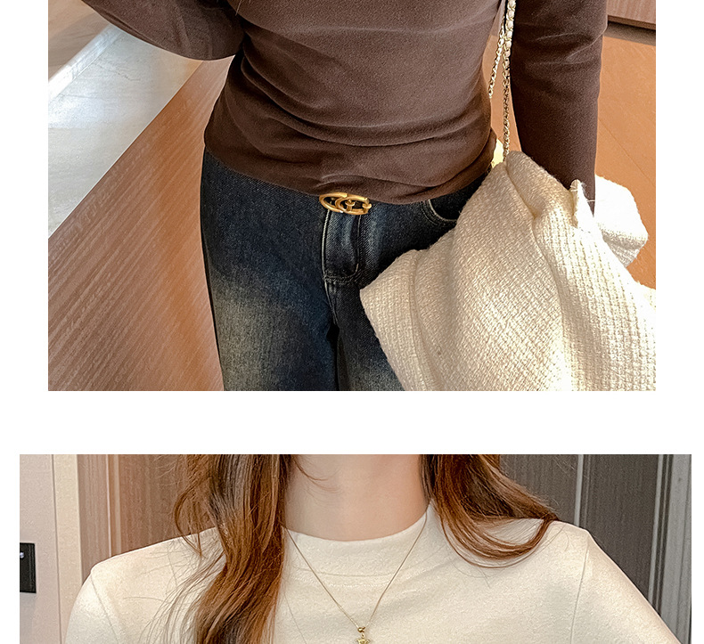 严选正肩打底衫女2025新款微米椰绒秋冬季打底内搭长袖高级感上衣详情21