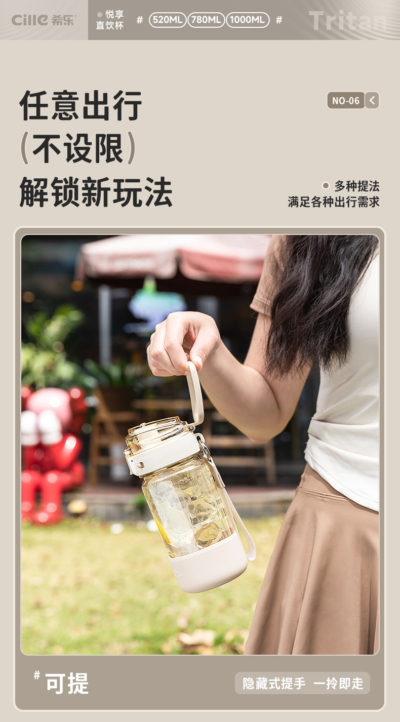 Xile Bobo Monkey Plastic Cup Outdoor Sports large-capacity portable hand-held direct drinking water cup, summer Tritan cup pic 9