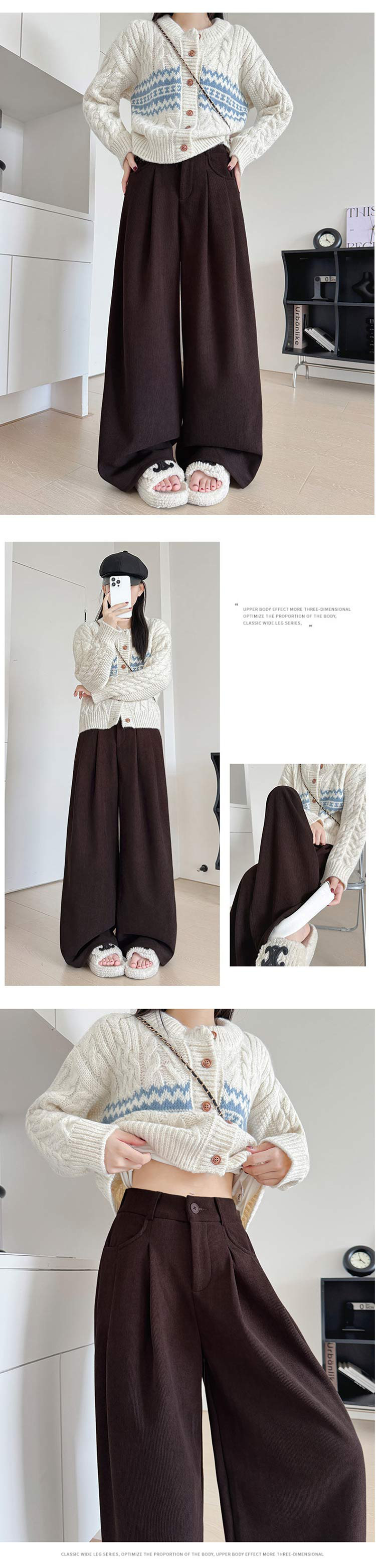 灯芯绒西装裤女秋冬新款小个子高腰显瘦直筒裤休闲慵懒加绒阔腿裤详情9