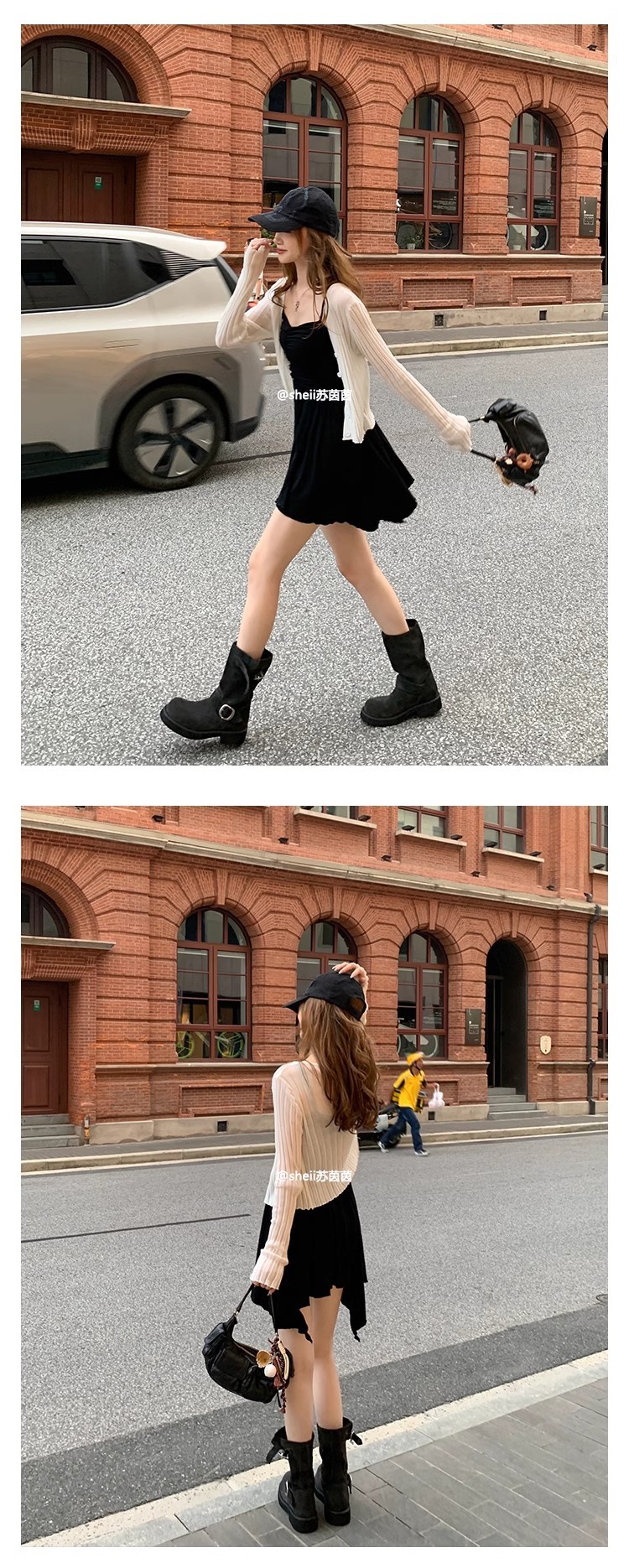 sheii苏茵茵同款！沙丘~超软糯厚底机车扣带短靴女马丁靴堆堆靴详情19