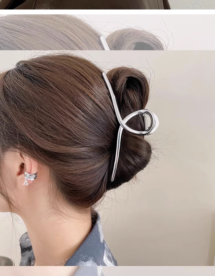 High-end, large shark clip, metal, extra-large grabber, with a large amount of hair, clip headwear, hair clip, and hair accessory for the back of the head of women pic 7