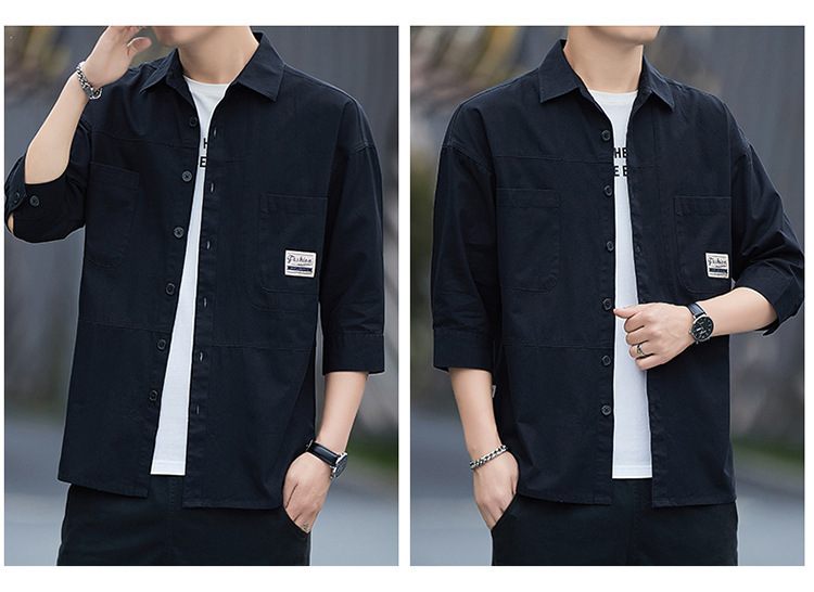 Casual short-sleeved shirt for men, Korean-style trendy 70% shirt, summer cool and stylish workwear top, Japanese-style coat pic 15