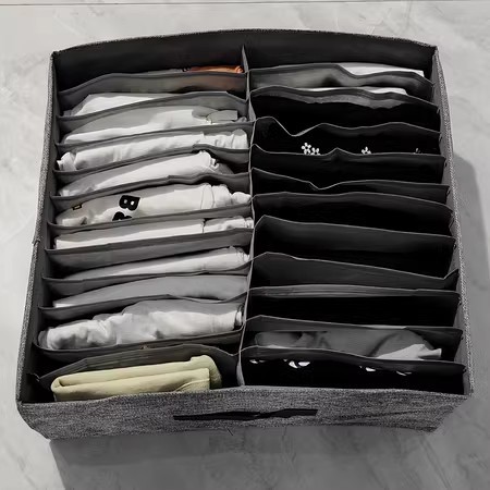 Double-row pants storage box, home clothes organizing box, wardrobe compartments for clothes storage, drawer layering magic tool pic 1