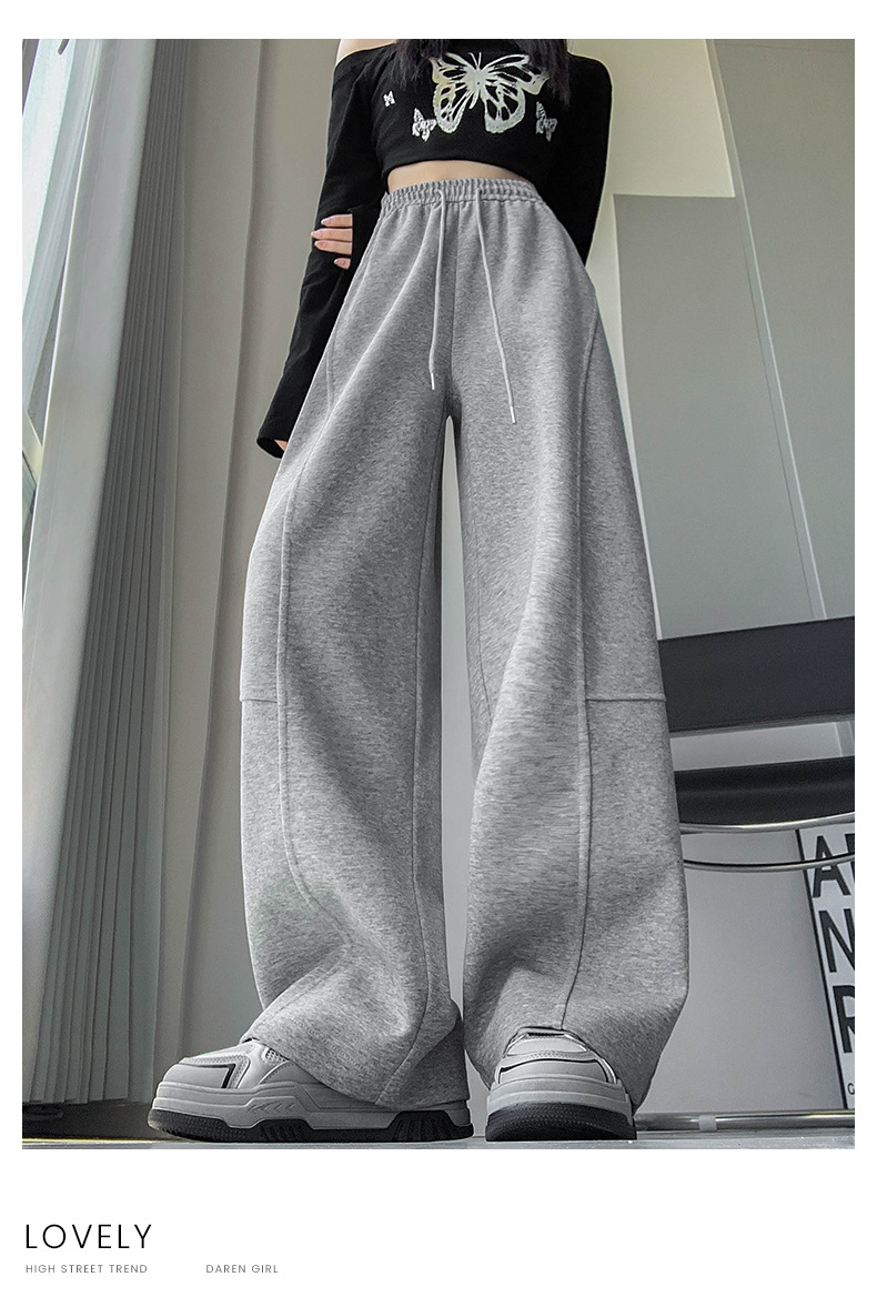 美式弯刀阔腿裤女春秋2025新款高腰宽松直筒运动休闲香蕉卫裤详情15