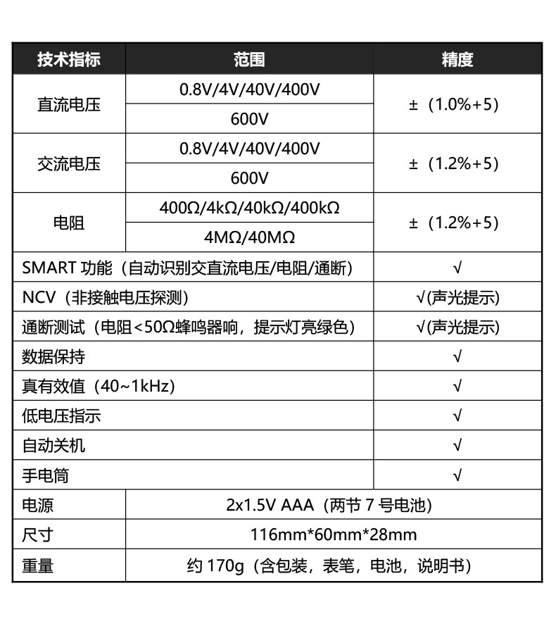 AN109万用表数字全自动高精度智能防烧电工维修家用仪表代发详情11