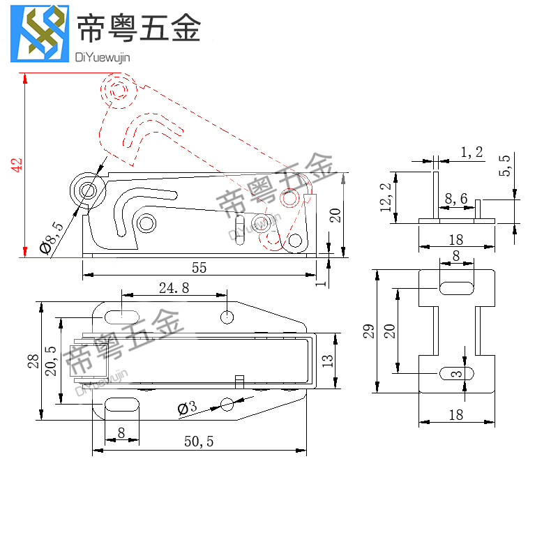 按压式弹跳门碰大勾制门吸自吸反弹器柜门自锁橱柜免拉手暗藏柜吸详情1