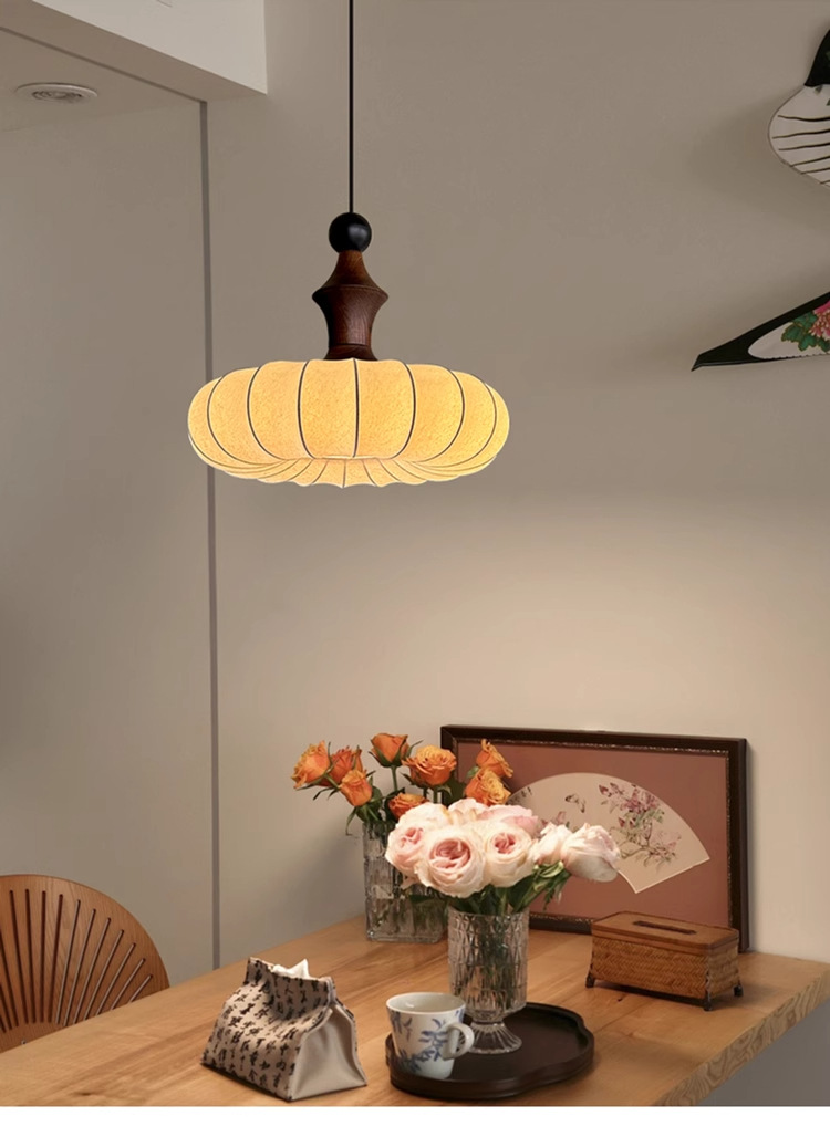Zhaoying Bamboo Joint retro vintage bedroom chandelier, log style dining room lamp, high-end room solid wood wabi-sabi style lamp pic 18