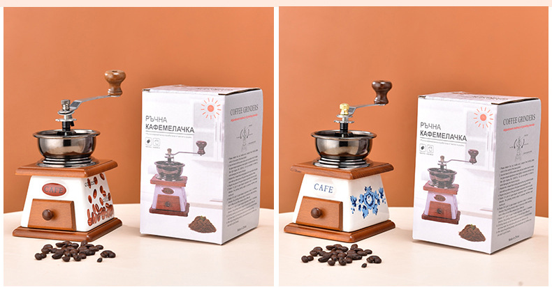复古磨豆机手摇咖啡豆研磨机家用小型手磨咖啡机现磨手冲磨粉详情7