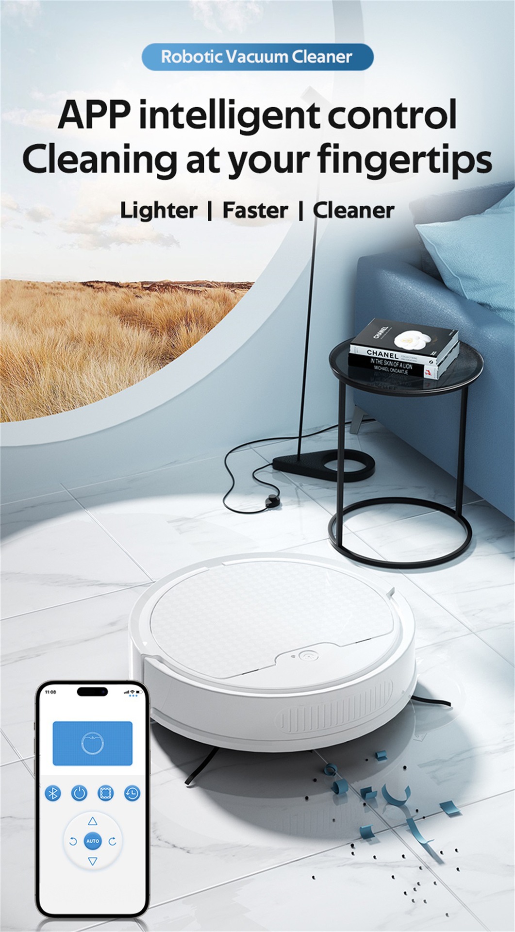 Smart Robotic Vacuum Cleaner for Home, Automatic obowai OB8S详情1