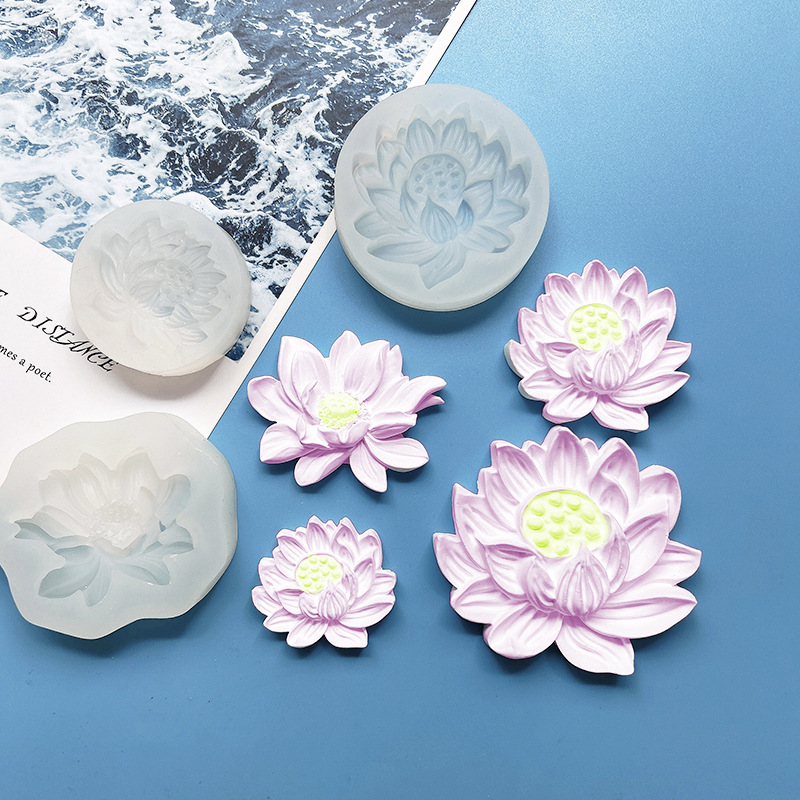 diy lotus silicone mold, lotus chocolate cake, fondant dew, scented candle, soap, and epoxy resin decorative mold pic 2