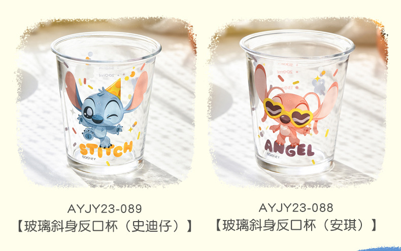 Creative cartoon Teddy glass cup, glass slanted and inverted mouth cup, cute gift drinking cup, pattern Angel cup pic 8