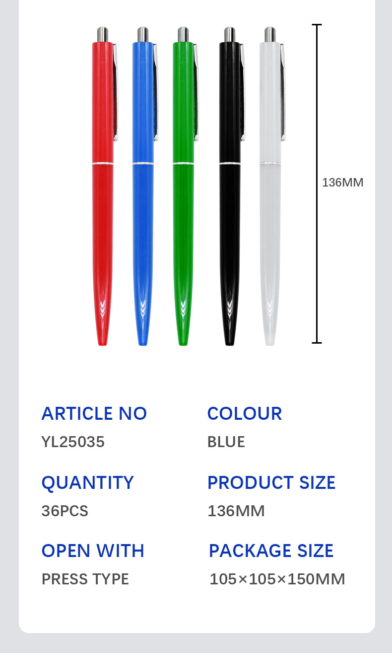 Yalong Cross-border best-selling colored pen barrel 0.7mm press medium oil pen ballpoint pen with blue ink pic 18