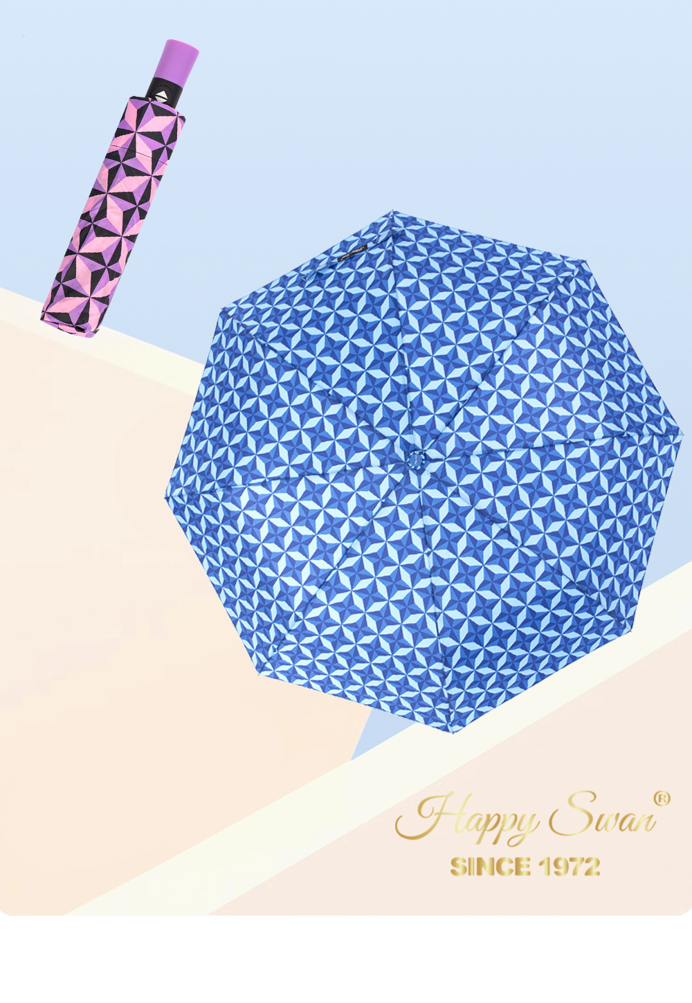 菱格高颜值三折自动伞8骨自开收雨伞现货外贸批发挡风遮阳防雨日用百货详情9