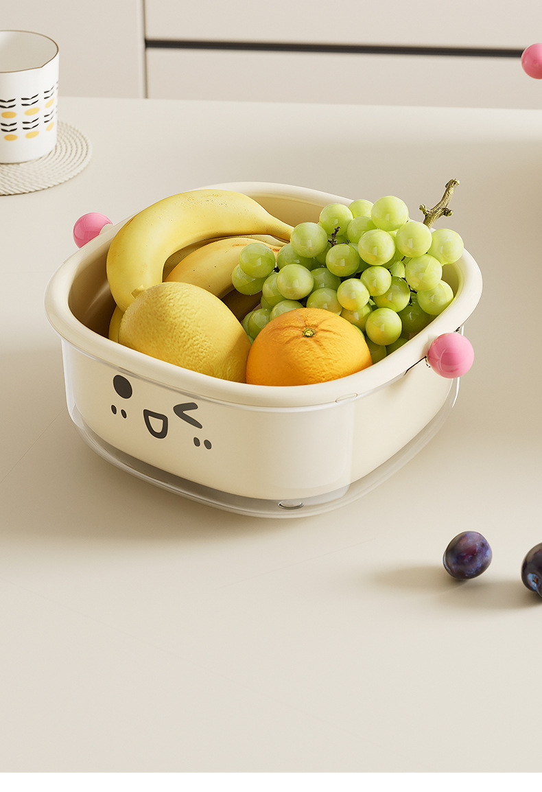 洗菜盆沥干篮双层设计多功能水果盘厨房大号可倒置防尘果蔬沥水篮详情19