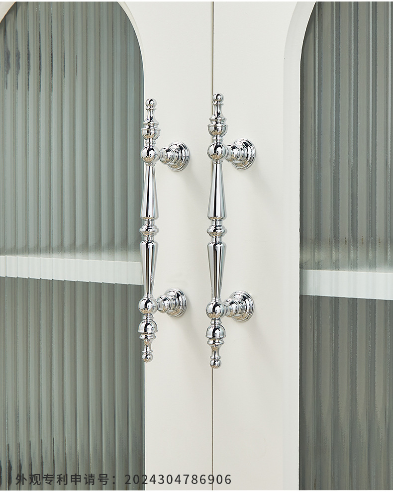 法式银色轻奢圆球黄铜抽屉长拉手现代简约北欧厨房橱柜衣柜门把手详情4