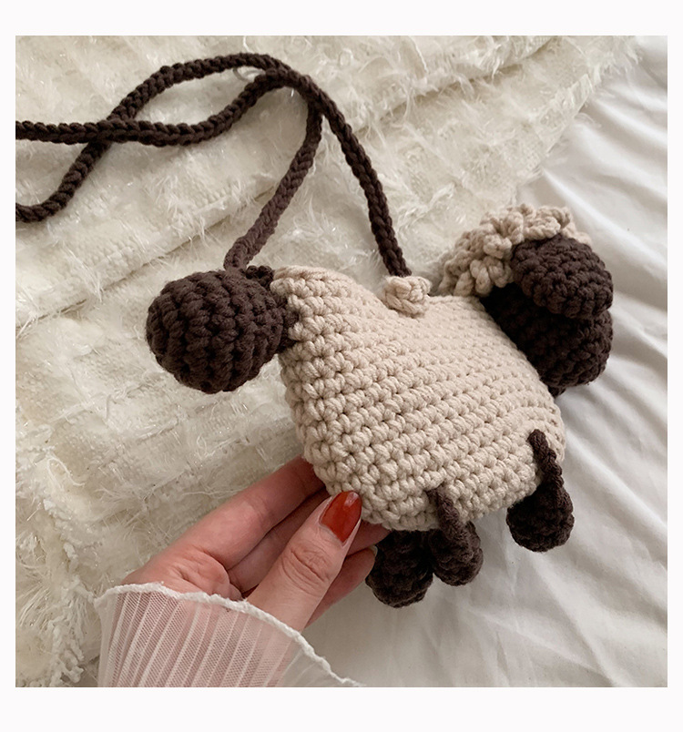 手工编织包包diy针织毛线包可爱卡通小羊编织包单肩斜挎包女成品详情17