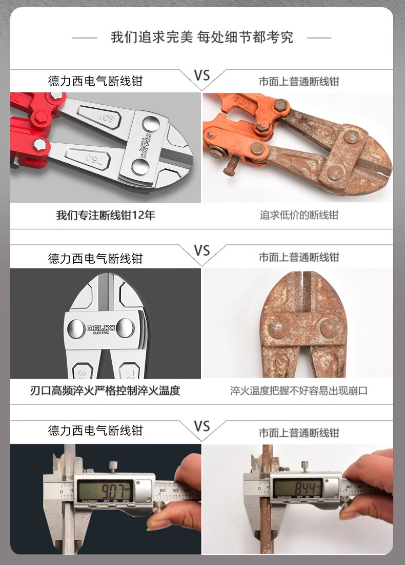 德力西电气断线钳重型钢筋电缆剪手动便携式钢丝铅封大力钳类工具详情18
