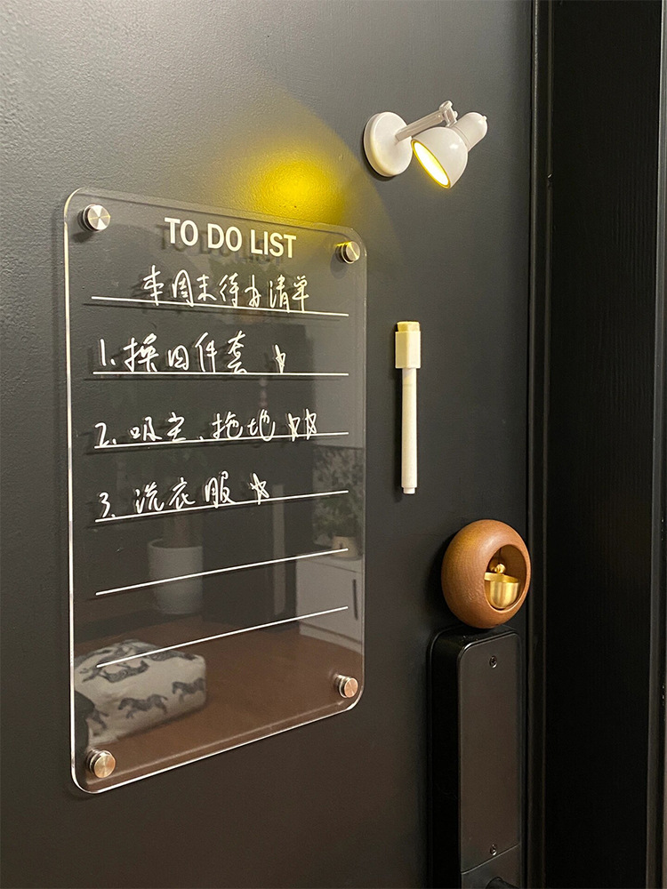 磁性亚克力干擦板透明双层冰箱板展示板书写板磁吸冰箱贴留言板详情4