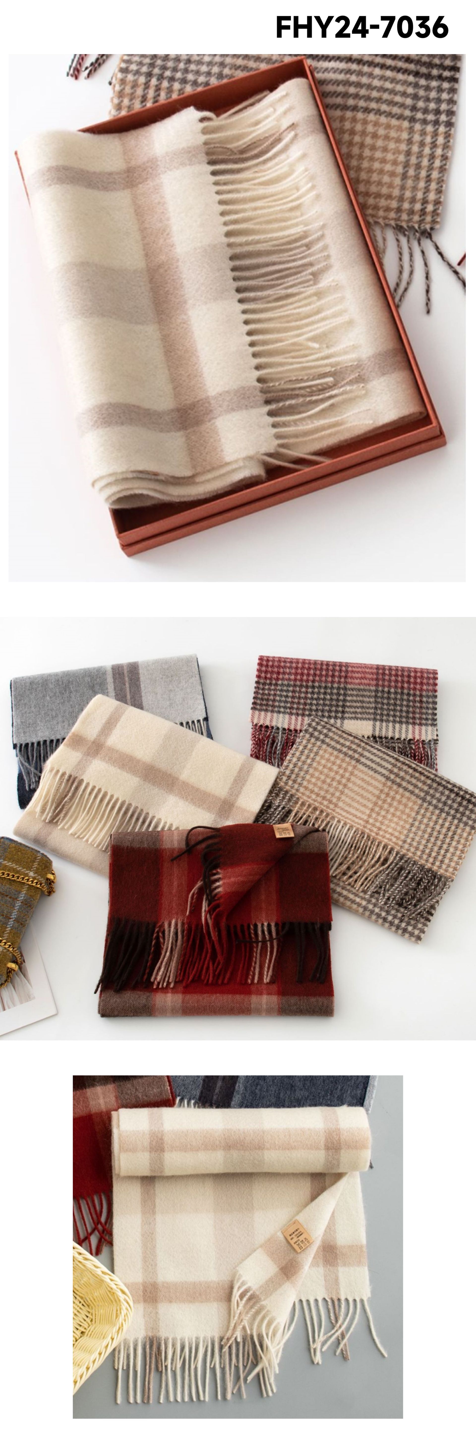 加厚秋冬格子100%羊毛围巾氛围感女百搭保暖wool羊毛围脖舒适披肩详情20