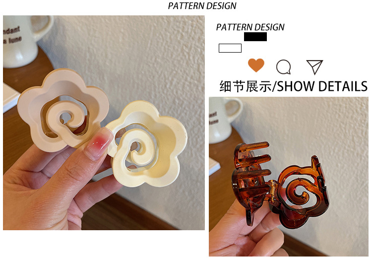 韩国简约气质发夹高级感亚克力花朵抓夹女后脑勺发量多鲨鱼夹批发详情4