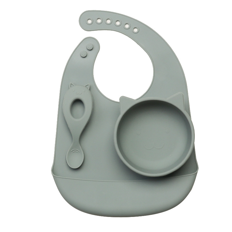 食品级硅胶餐具套装儿童喂养卡通辅食硅胶碗吃饭勺子围兜宝宝吃饭详情7