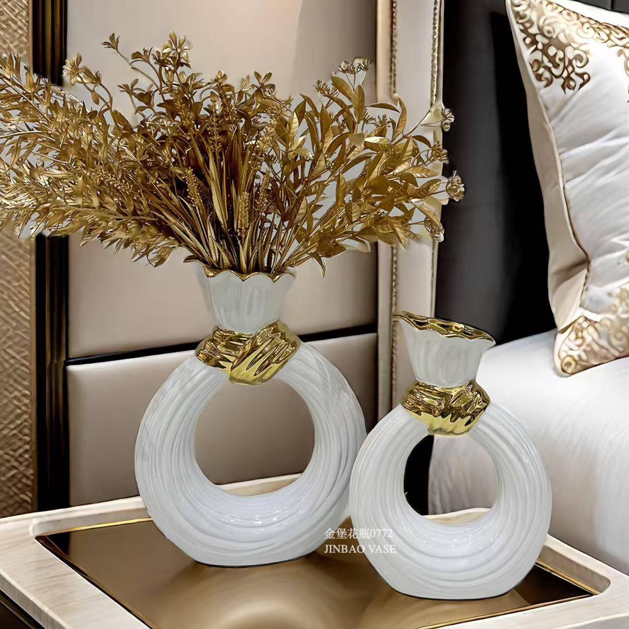 Nordic creative ceramic vases, rotating aesthetic ornaments, high-end living room entrance hall tabletop, dining table, dried flower decorations pic 14