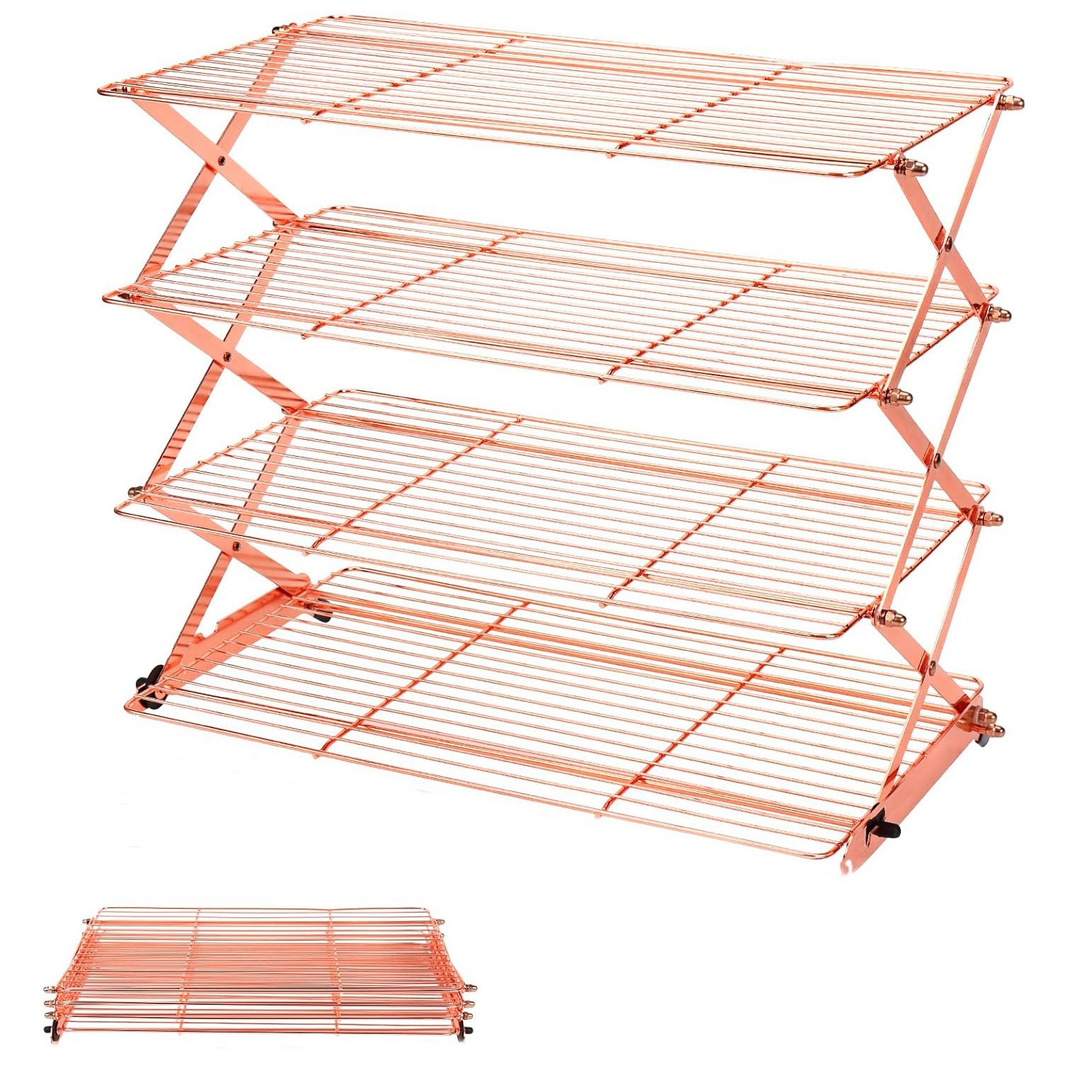 Cross-border new product 4Tier Collapsible Cooling Rack Black folding cooling rack for multi-layer kitchen pic 3