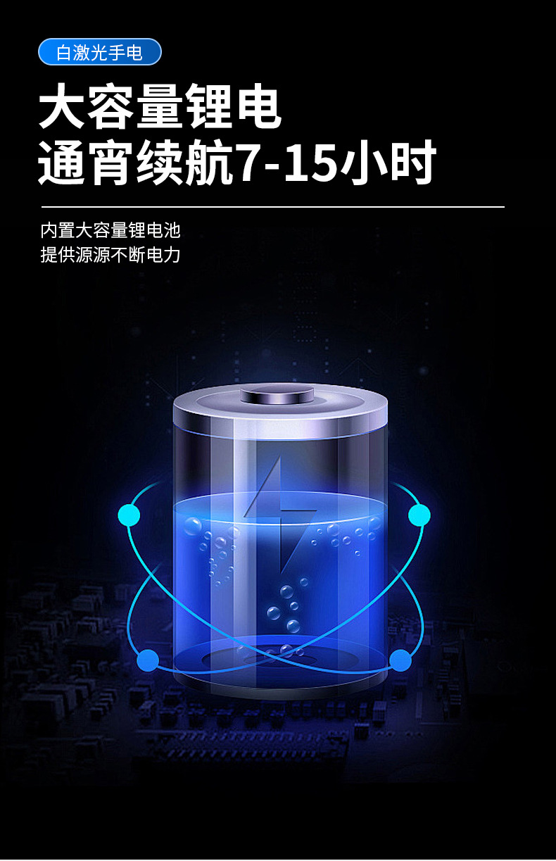 爆款强光手电筒LED多功能小钢炮超亮户外远射变焦Type- c可充电详情12