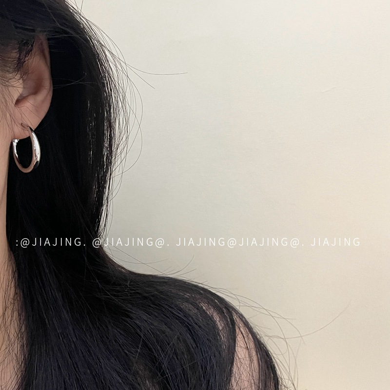 冷淡风素圈耳环复古圆圈耳饰925银针小众高级感气质轻奢风简约女~详情4