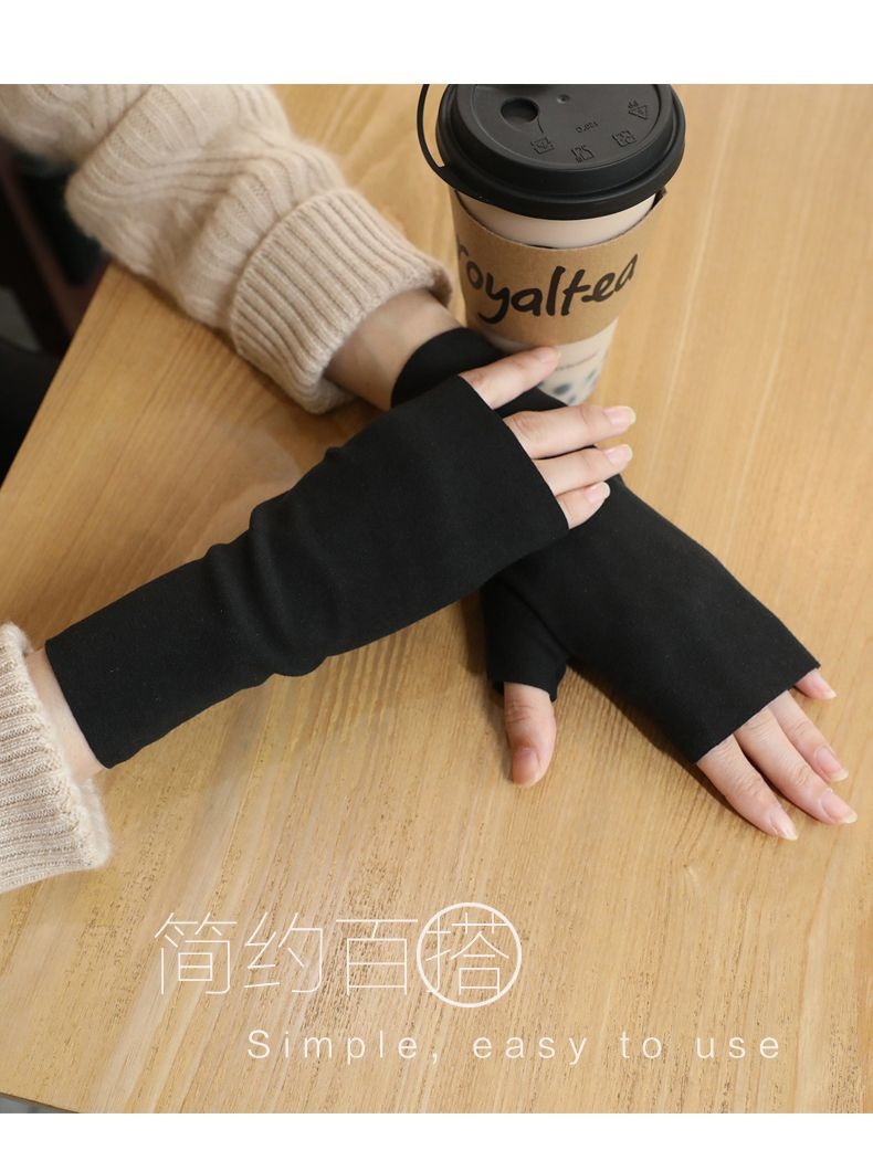 De Rong warm gloves, half-finger gloves, flexible writing, half-finger gloves with pockets, suitable for both men and women, self-heating wrist guards pic 2
