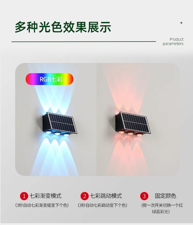 跨境太阳能庭院户外防水壁灯免布线照明感应农村别墅院子室 外阳详情9
