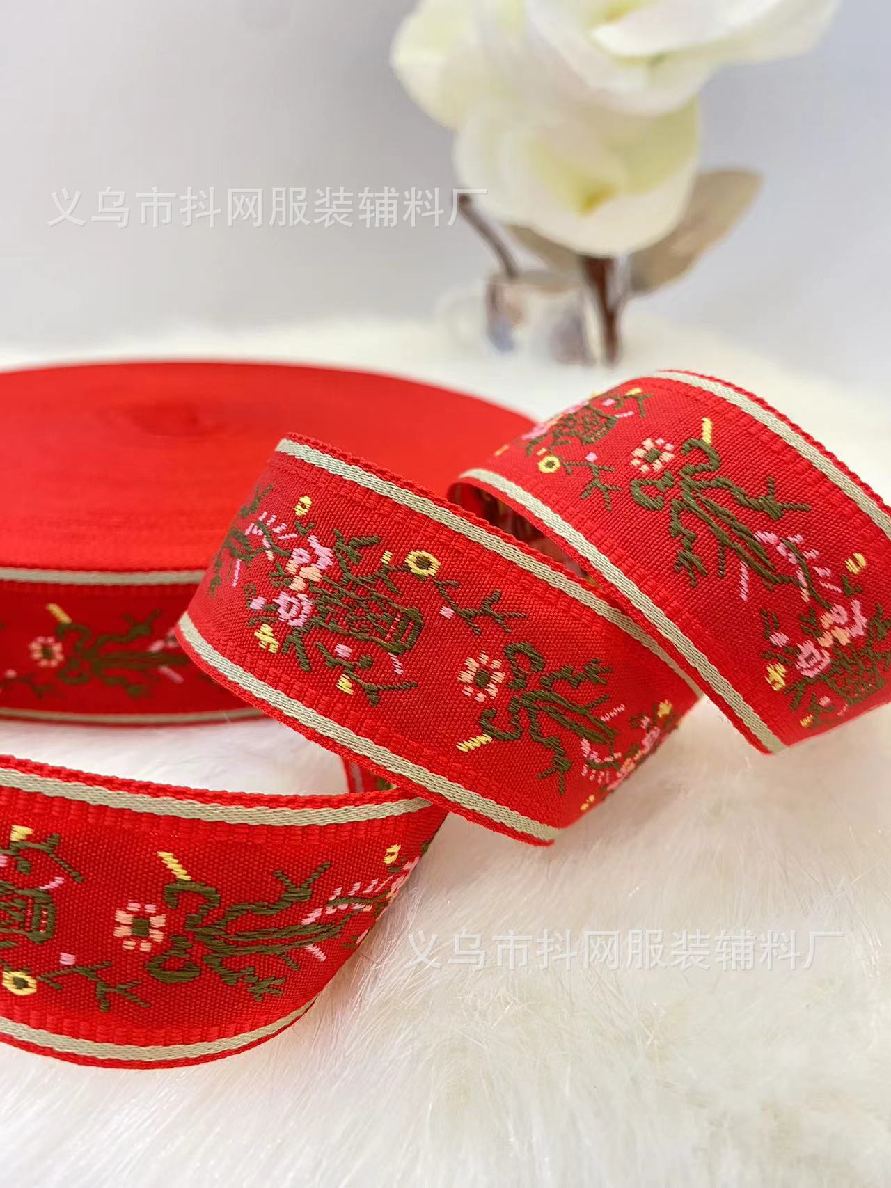 3cm Hanfu accessories, Tang suits, retro classic ethnic style, jacquard webbing, bow webbing, ethnic clothing accessories pic 9