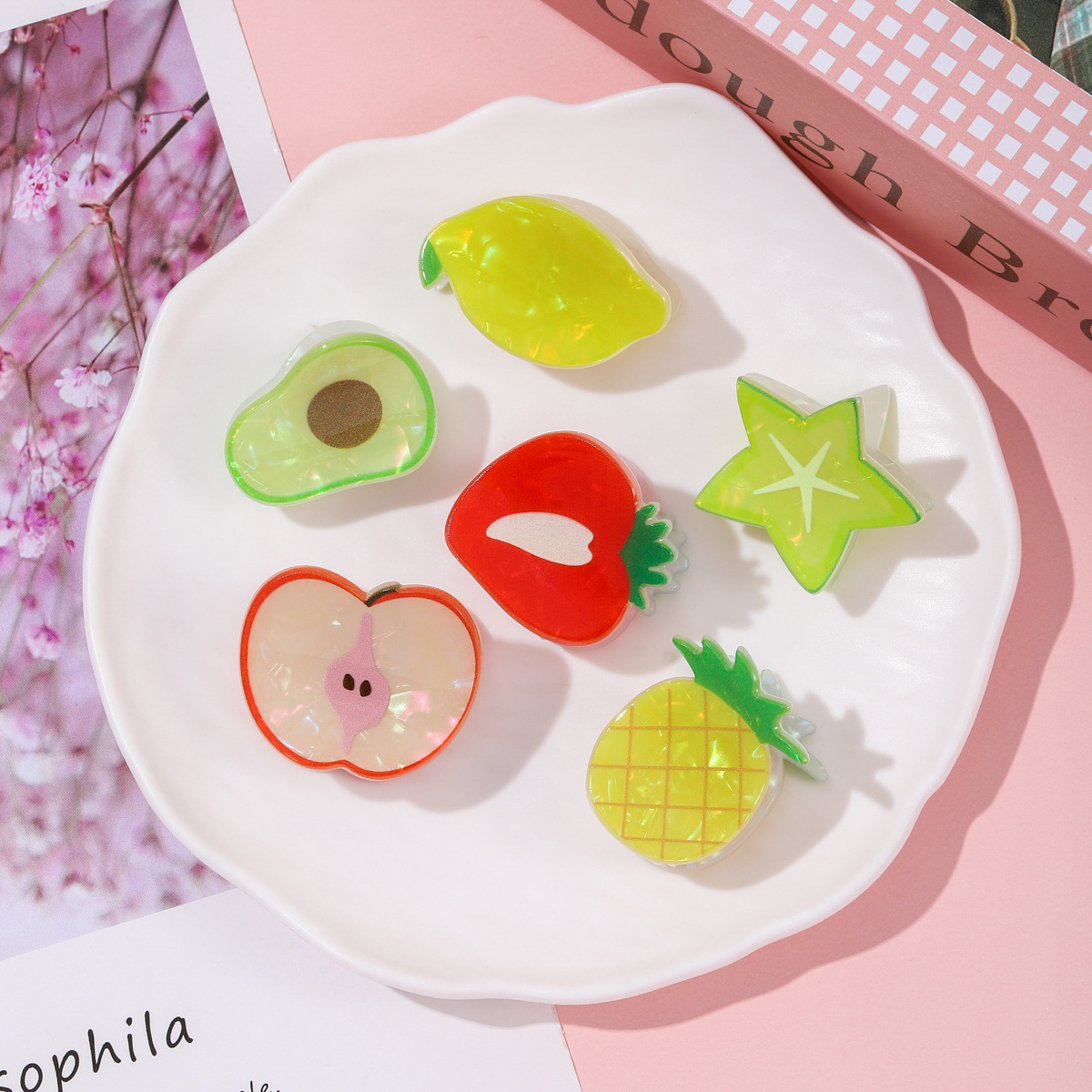 韩版可爱水果小号发夹牛油果杨桃柠檬抓夹少女甜美刘海夹新款头饰详情3