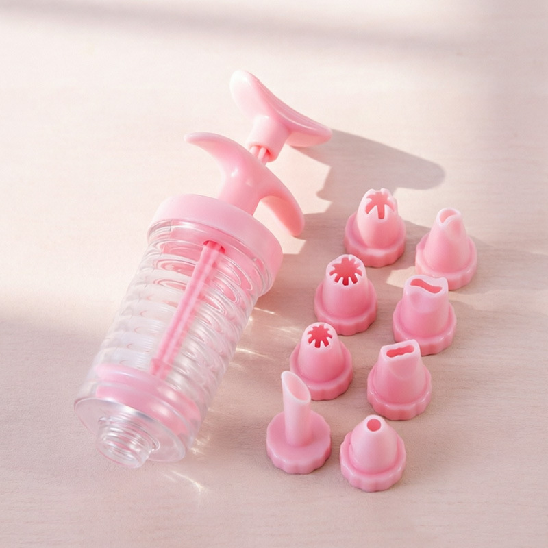 烘焙工具 塑料裱花器8件套 裱花嘴8头 挤奶油嘴曲奇裱花枪批发详情3