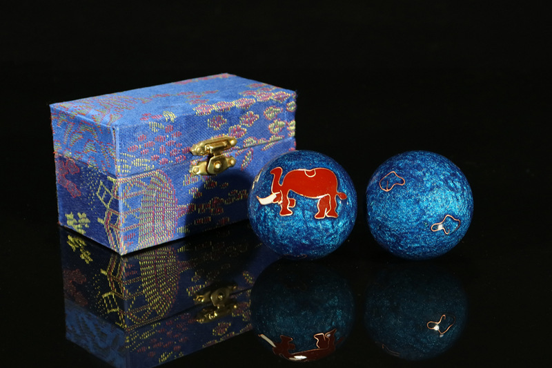 Cross-border foreign trade Beijing Jingtai LAN handball craft gifts, cloisonne enamel low-temperature hand-rotating ringtone massage fitness balls pic 6