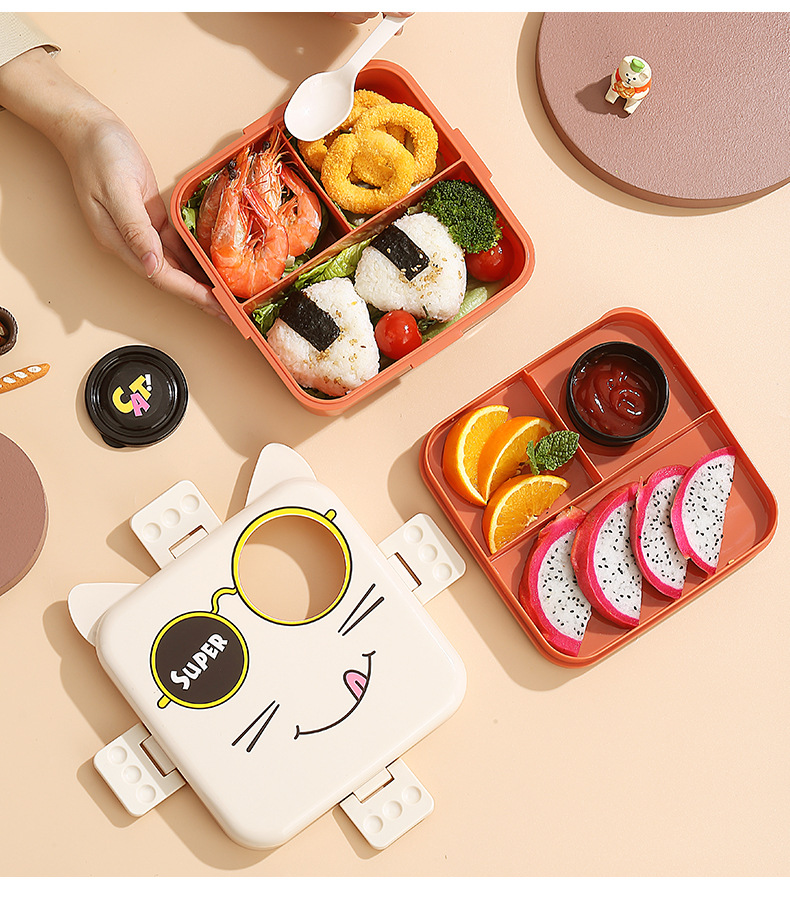 Japanese-style lunch box, ins style cross-border student version lunch box, easy to clean, microwave oven heating lunch box with lid, office worker pic 14
