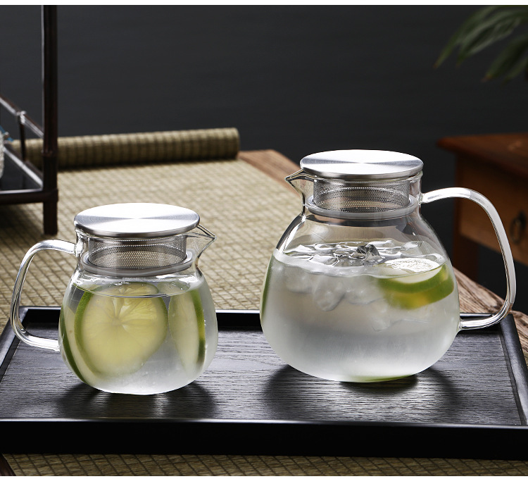 Japanese-style simple glass teapot with a filter screen, a household one-person drinking cold water kettle, and the water cup can be heated pic 15