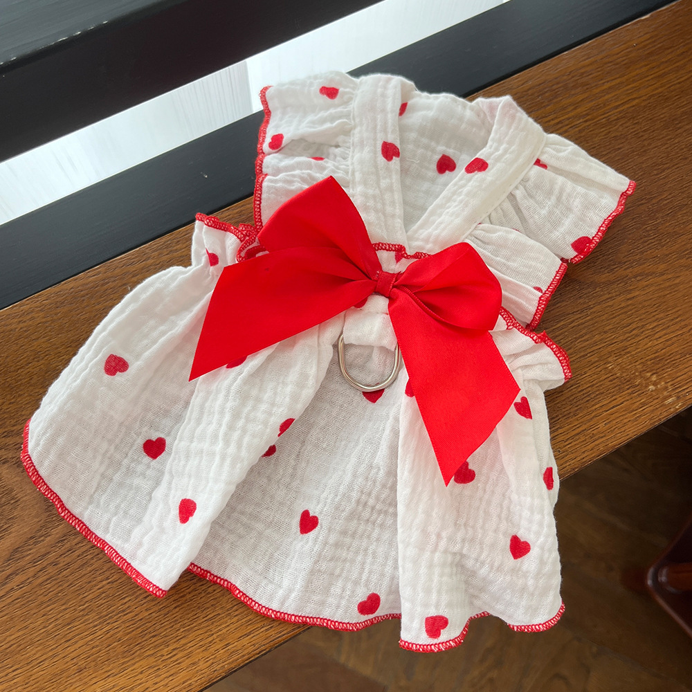 Mascotas vestido ropa ropa primavera verano perro gato teddy by bear pomerania muppet gato amor 100% algodón pic 7