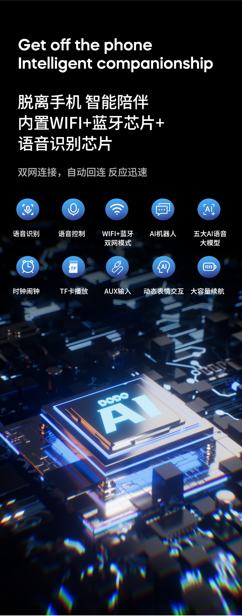 The intelligent AI large model Doubao DeepSeek astronaut speaker, Bluetooth TF card clock, alarm clock and multi-functional speaker pic 3