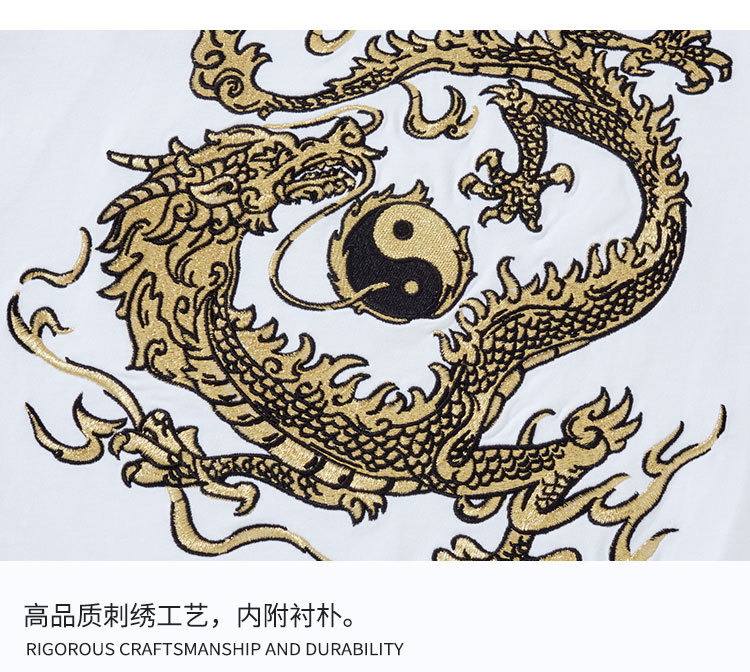 New short-sleeved T-shirts for men, heavy embroidery, all-cotton round neck, loose and large-sized casual trendy couple shirts, custom-made and wholesale pic 14